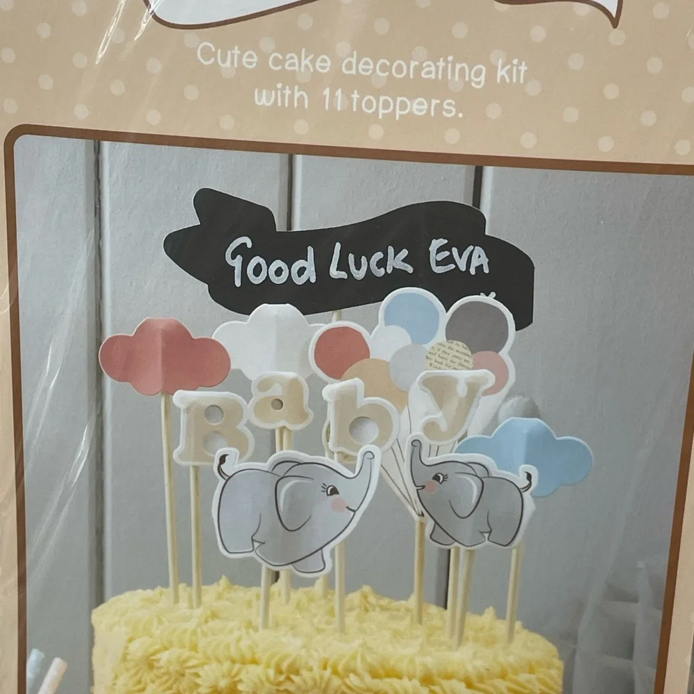 Elephant Cake Topper Set - Multicolor